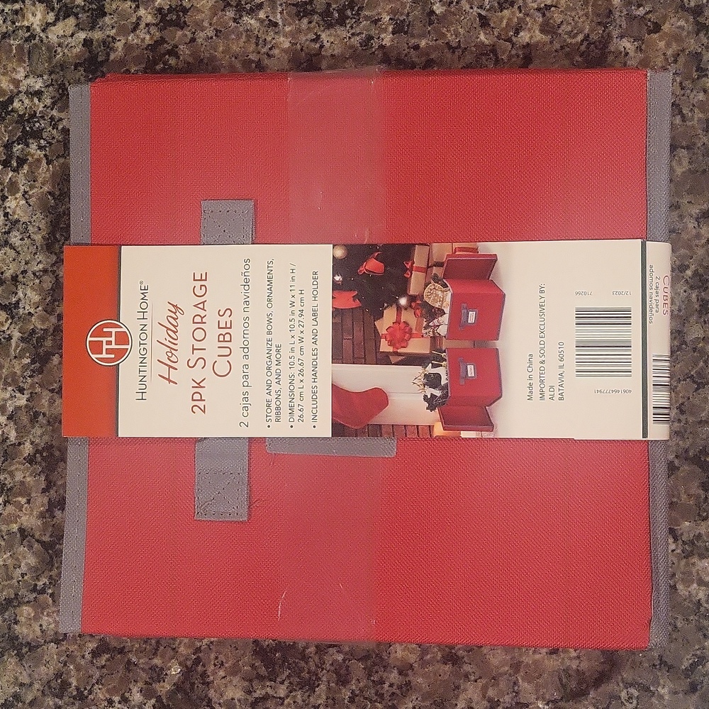 Huntington Home 2 Pack STORAGE CUBES red w/ cover new w/ tags 10.5" x 10.5" x 11